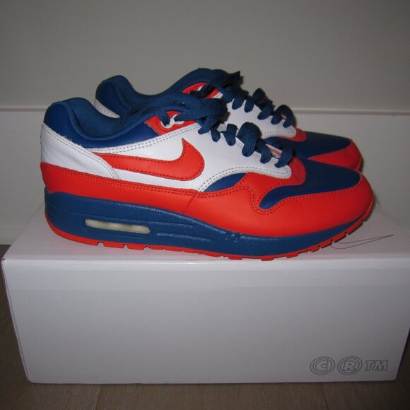 Nike Air Max 1 Custom women’s sneakers red,white and blue size 8 -  New with Box - Picture 1 of 10